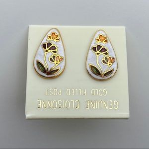 Vintage Genuine Cloisonné Gold Filled Post